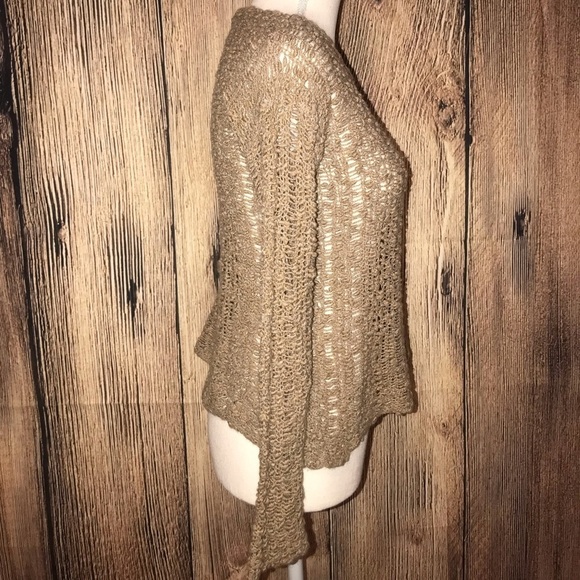 Pieces Kensie small tan long sleeved open weave knitted sweater - Picture 5 of 7